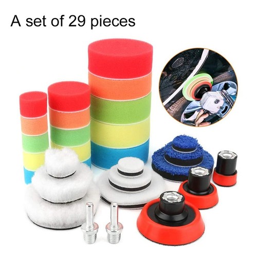 29Pcs Polishing Pads Sponge Mop Buffing Car Wheel Polisher Drill Kit