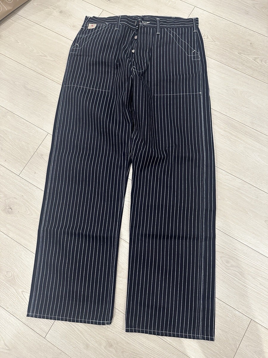New Sugar Cane Wabash Stripe Work Pants Bottoms Striped Blue New Sugar Cane Wabash Stripe Work Pants Bottoms Striped Blue