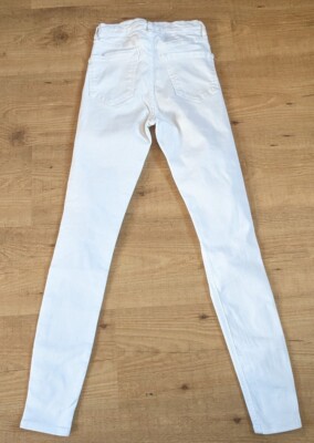 Topshop Jamie weiß Stretch Skinny zerrissen Jeans W25 passt L32 Schrittlänge Maße 28