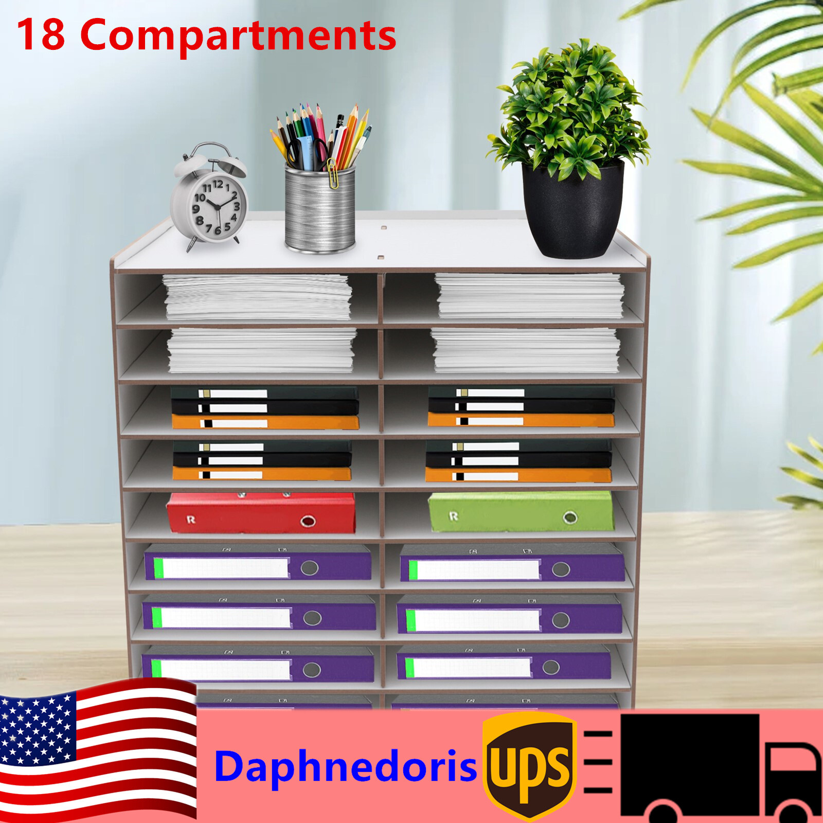 Large Wooden Desk Organizer for Files, Papers, and Documents  