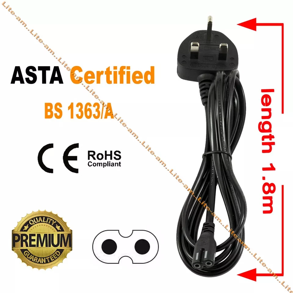 2 Pin Mains Cable Lead Power Cord UK Plug For Sony Playstation PS2 PS3 PS4 Slim - Image 2 of 4