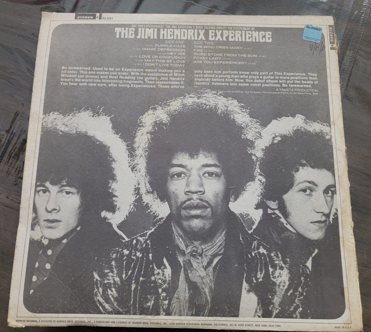 Jimi Hendrix Experience Are You Experienced Vinyl LP Reprise RS