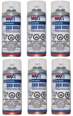 SprayMax 3680058 1K Acrylic Clear Coat 10.6 oz Aerosol Spray Can (6 Pack)
