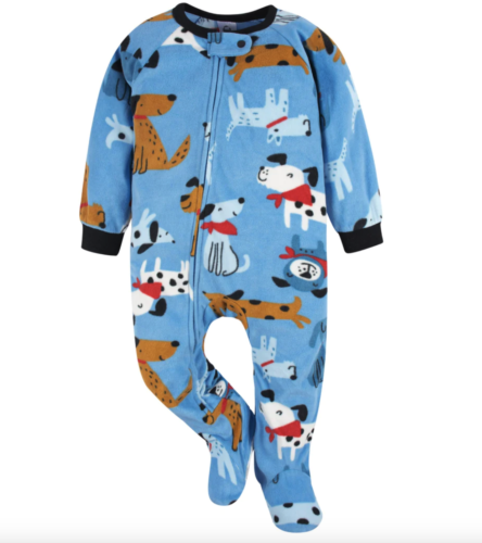Gerber Dogs Baby Boy Fleece Blanket Sleeper Pajamas Size 12 NWT Blue - Afbeelding 1 van 1