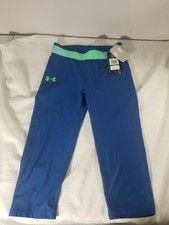 NWT Girls Under Armour Capri Tights  Leggings Black Size Youth Large