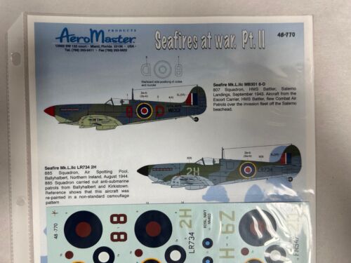 NUOVO AeroMaster 48-770 Seafires At War modellino aereo militare decalcomania 1/48 (ZF3) - Foto 3 di 3