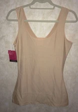 Yummie Kristina 2 Way Scoop V Neck NUDE Tank Control Shapewear Top NEW Womens M
