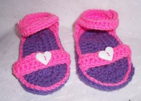 Infant Girl - Sandals - House Shoes -pink & Purple-soft=12-18 Mo.handmade Infant Girl - Sandals - House Shoes -pink & Purple-soft=12-18 Mo.handmade