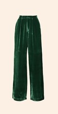 Reformation Wes Pant Spruce Green Velvet High Rise Wide Leg Size 4