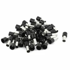 50 x 16mm2 Crimp Cord End Terminal Insulated Bootlace Ferrule Connector Black #
