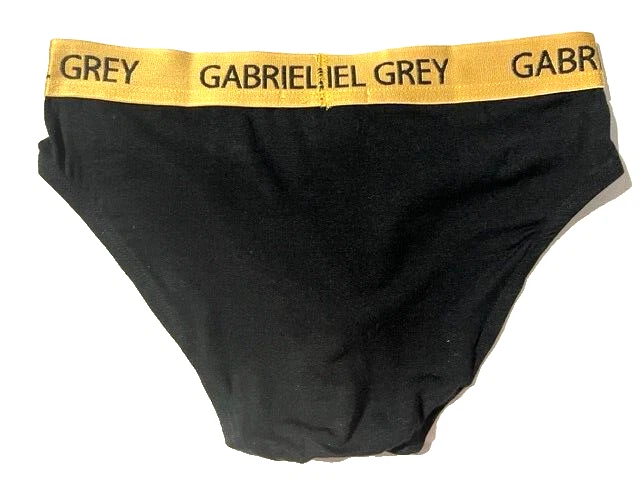 全新 GABRIEL 灰色男式黑色人造丝氨纶髋部比基尼内裤 尺寸 M — 第 2/4 张图片