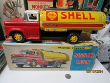 Shell Chevrolet Gasoline Tin Friction Tanker Truck in Box Near Mint Works 50s60s