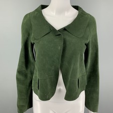 Marni Size 4 Green Suede Buttoned Jacket