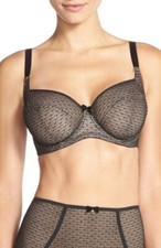 Panache Black Label Womens Esme Mesh Lace Overlay Balconette Bra MRSP 67