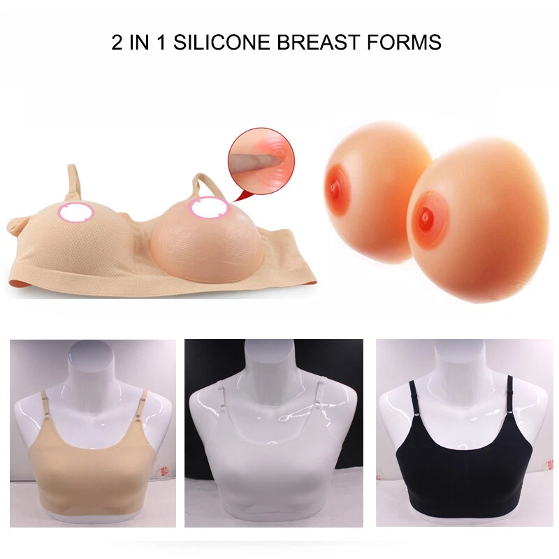 B,C,D,E,G Cup Realistic Fake Boobs Artificial Silicone Breast Forms 3  Colors Food Grade Health Material