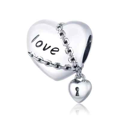 Charms Anhänger Silber 925 Charm Love Liebesschloss Frauen Geschenk Valentinstag