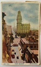 1948 Postal Montevideo Calle Sarandi Calle Edificios Uruguay sellos postales
