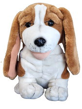 Basset Hound Puppy Dog Plush or Bloodhound 10 1/2" White Brown Black Long Ears