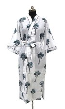 New Indian Palm Tree Print Kimono Bathrobe Beach Wear Robe Bridesmaid Robe