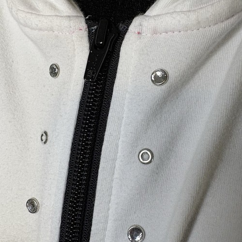 CJ Banks Long Sleeve Full Zip Knit Jersey Hoodie White w/ Pink Women's 2X Bling - Picture 4 of 12