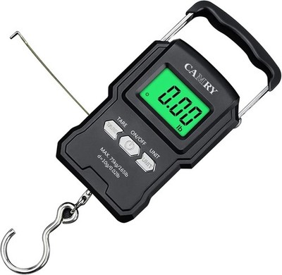 Digitale Gepäckwaage 165lb/75kg tragbare hängende Angelwaage mit Band