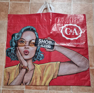 C&A Plastiktüte Rarität ca 45x52 cm Tragetasche Werbung gebraucht