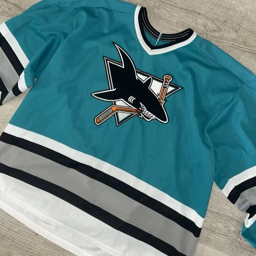 AWESOME - Vintage - Air Knit Maska - San Jose Sharks - Teal Jersey CCM - Size XL