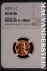 1957-D Lincoln Wheat Cent- NGC-MS66 RD Gem Brilliant Uncirculated Luster #SLM369