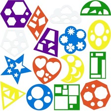 16 Pieces Stencils for Kids Geometric Shapes 5.9 x Inches, Elegant Style
