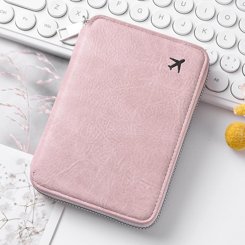 Waterproof Leather Passport Holder Zipper Travel Wallet Card Ticket Organizer