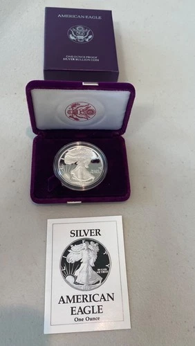 1990-S American Silver Eagle 1 oz Proof Silver Coin w/ Box & COA Non smok. home