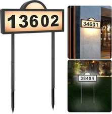 LED Solar Address Sign, Address Numbers for Yard with 2 Colors, Warm White & Coo