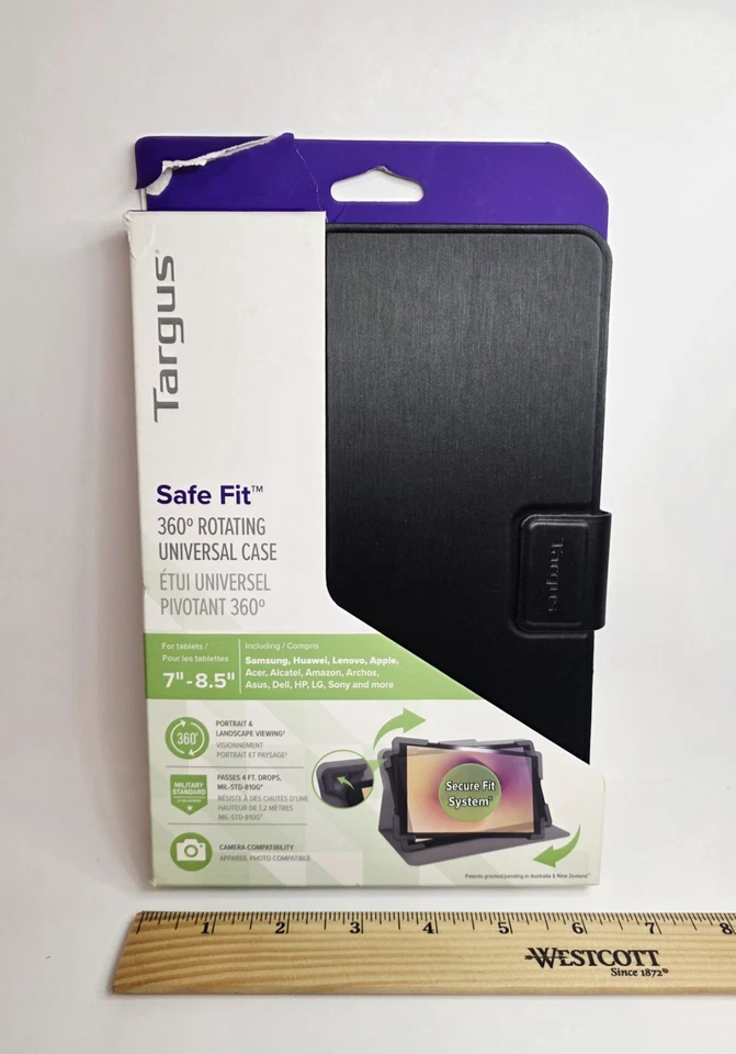 Targus Safe Fit 360 Grados Giratorio Universal Tablet Estuche 7-8.5" Negro TH2784GL Foto 2 de 4