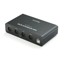 DigitalLife 3-in- 4x4 MIDI Interface Box - 4i/4o USB-MIDI, 4i/4o MIDI-Thru,