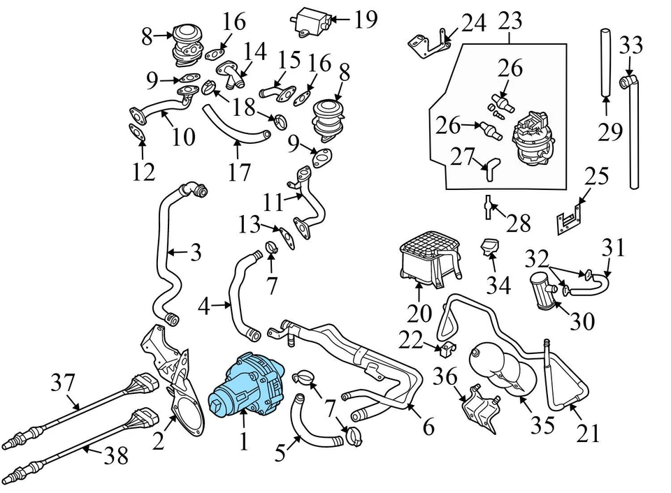 AUDI S4 B7 2004-2009 4,2 L - Bomba de inyección de aire secundaria 079906601E Foto 4 de 4
