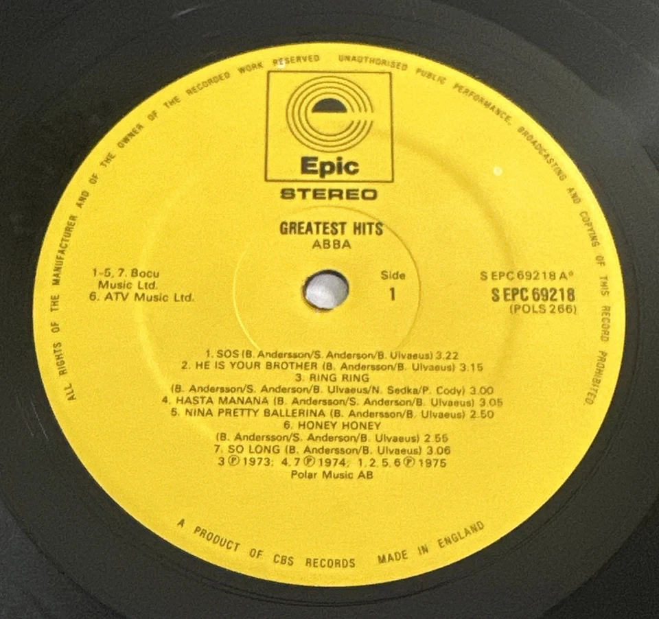 Abba Greatest Hits Vinyl LP Record Epic EPC69218 EX / VG+ Condition - Image 4 of 4