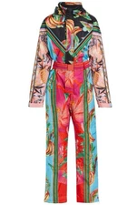 Farm Rio XS Mixed Scarves Ski Jumpsuit Belted Hooded Snow Suit $615