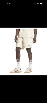 Adidas Trefoil Essentials Woven Shorts Mens Size MD Wonder White Cream Beige