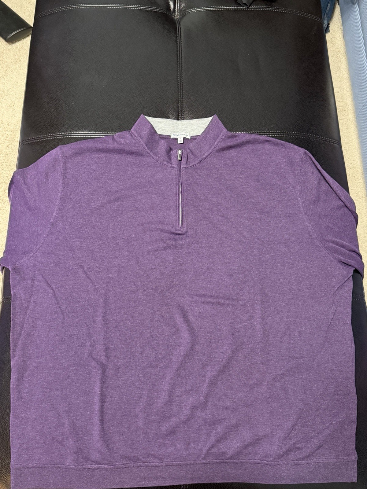 Peter Millar Men's 3X Big & Tall Purple 1/4 Zip Mock Neck Pullover Top