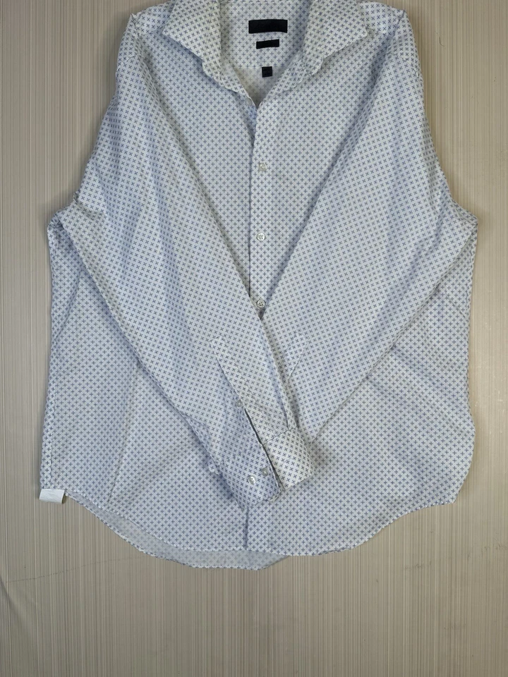 Camisa de vestir para hombre talla 17 32/33 Calvin Klein calce ajustado blanca de algodón refinado Foto 3 de 4
