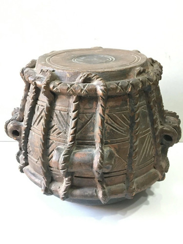 Old Vintage Handmade Tribal Indian Musical Tabla Instrument Terracotta Clay