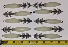 10 Glow Squid / Octopus Jigs 32 Super Sharp Prongs 4" Approximate Overall Length