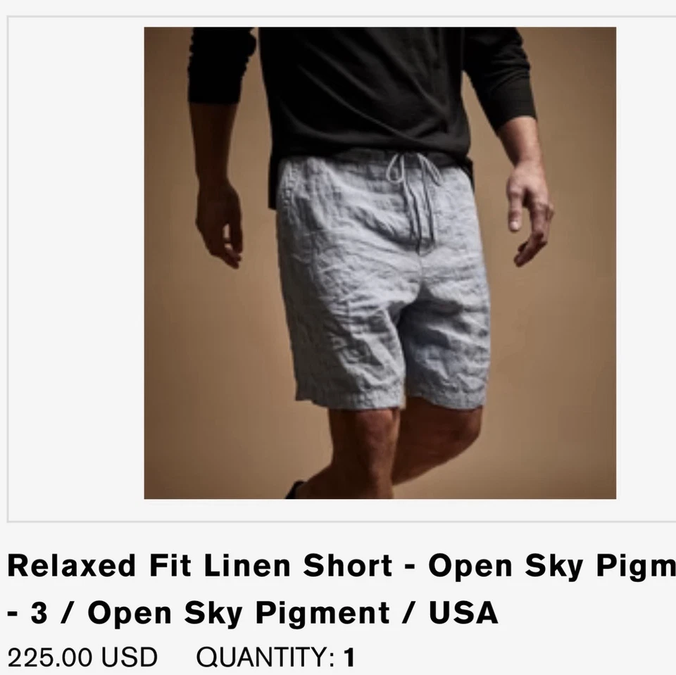 James Perse  Men’s Size 3, Zephyr Rose & Sky Blue Relaxed Linen Shorts-New - Image 3 of 3