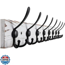 Kuhome 32.2'' Large Coat Rack Wall Mount Coat Hooks with 8 Metal 