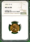 1951 D   Lincoln Wheat Cent   BU   NGC MS 66 RB   SPECIAL PRICE