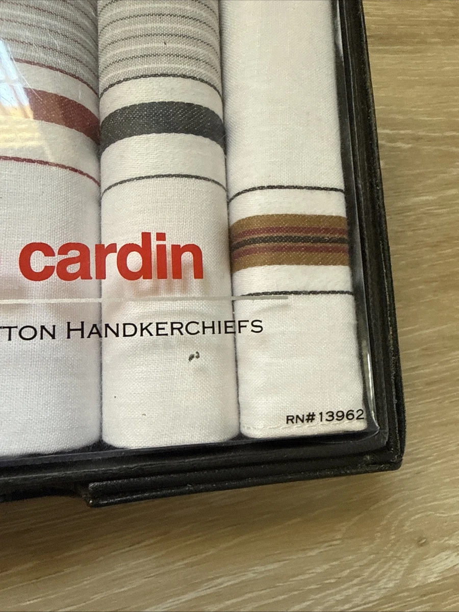 Pierre Cardin Men’s 100% Cotton Handkerchiefs – Set of 5 in Original Box – New