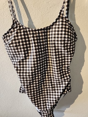 Sea Fancy Small Checkered One Piece Swimsuit Bathing suit New Brown White - Afbeelding 2 van 3