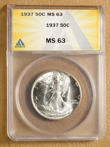 1937 P Walking Liberty Half Dollar ANACS MS63