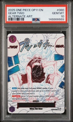 2025 One Piece Gear Two Alternate Art Event Rare OP11-080 PSA 10