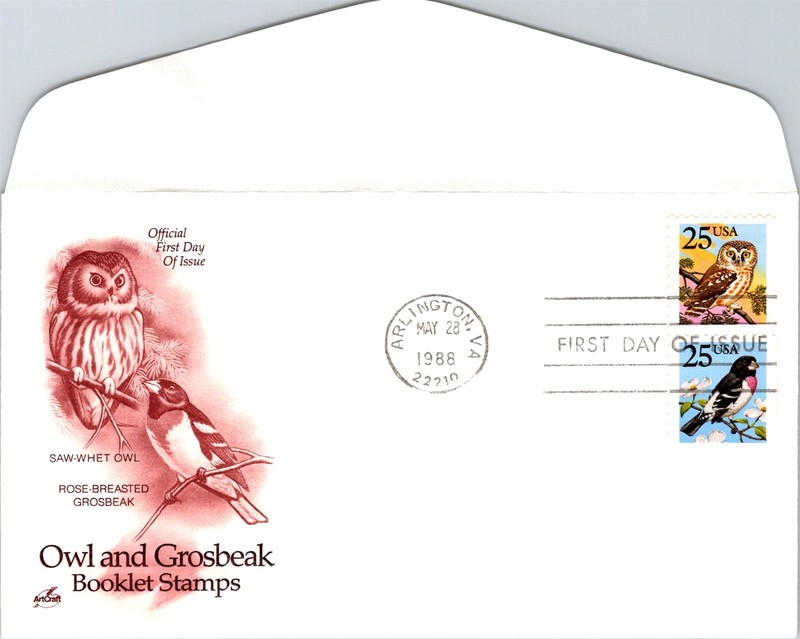 S09-6204, OWL AND GROSBEACK, ARTCRAFT FDC